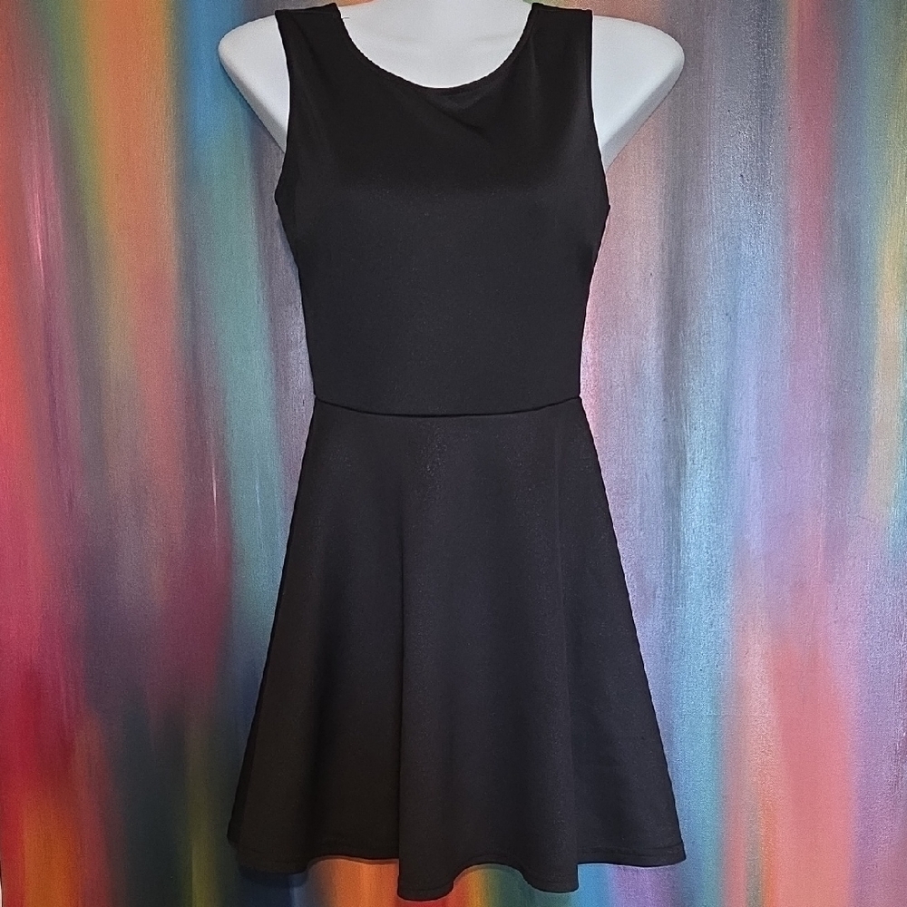 Aqua Black Sleeveless Mini Dress